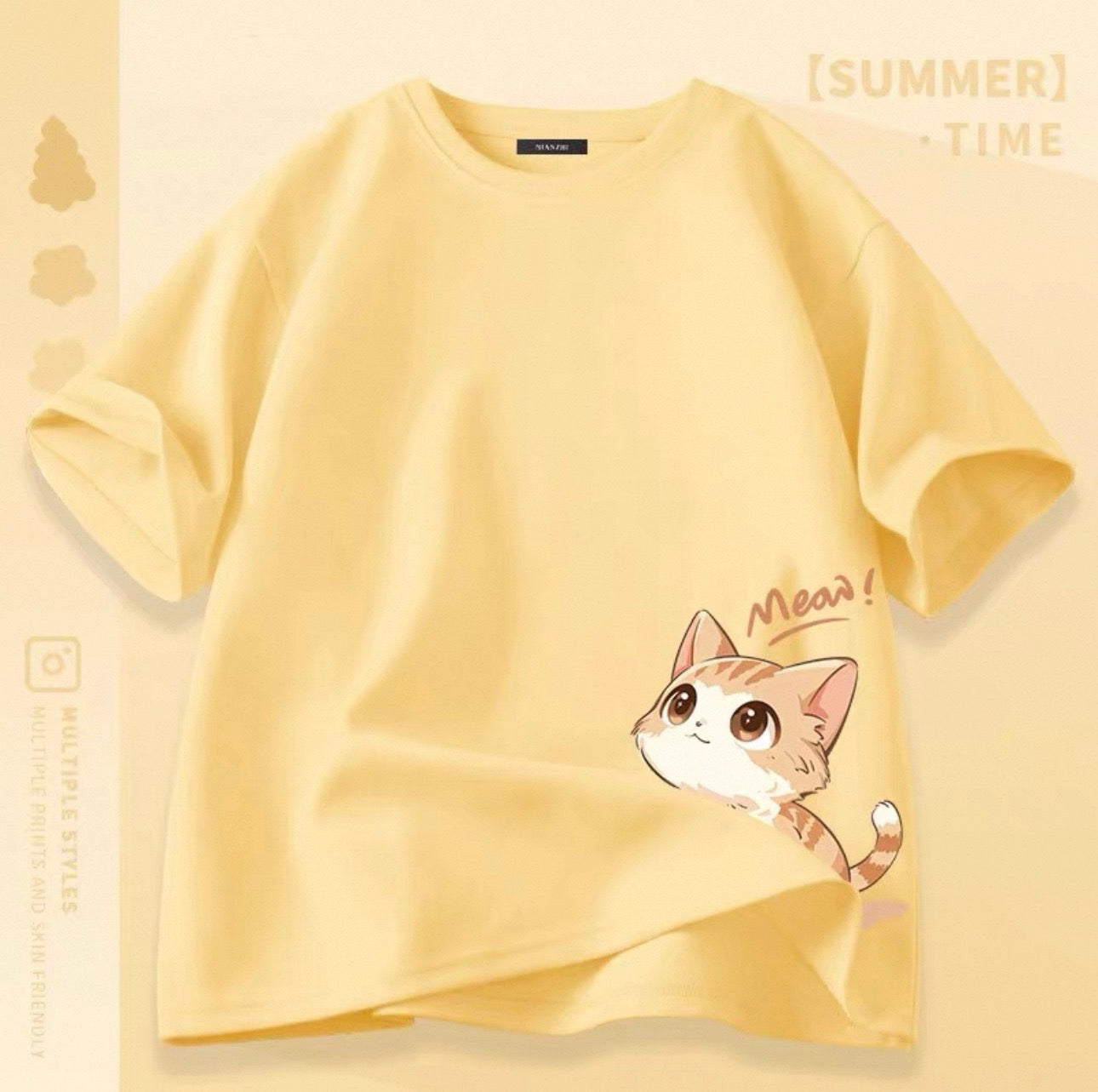 T-shirts mignons pour femmes avec motif de chat Canada | T-shirts kawaii en mélange de coton