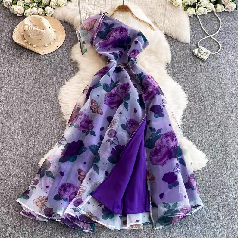 Women's Floral Asymmetrical Slip Dress Canada | Parcel Theory