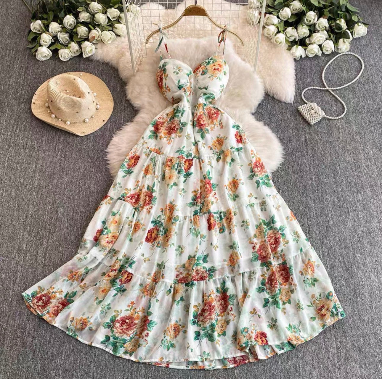 Women's Floral Tiered Maxi Dress Canada | Summer Sundress