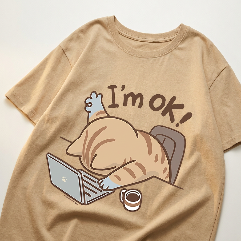 T-shirt femme chat de travail « I'm OK » | T-shirt graphique mignon Canada