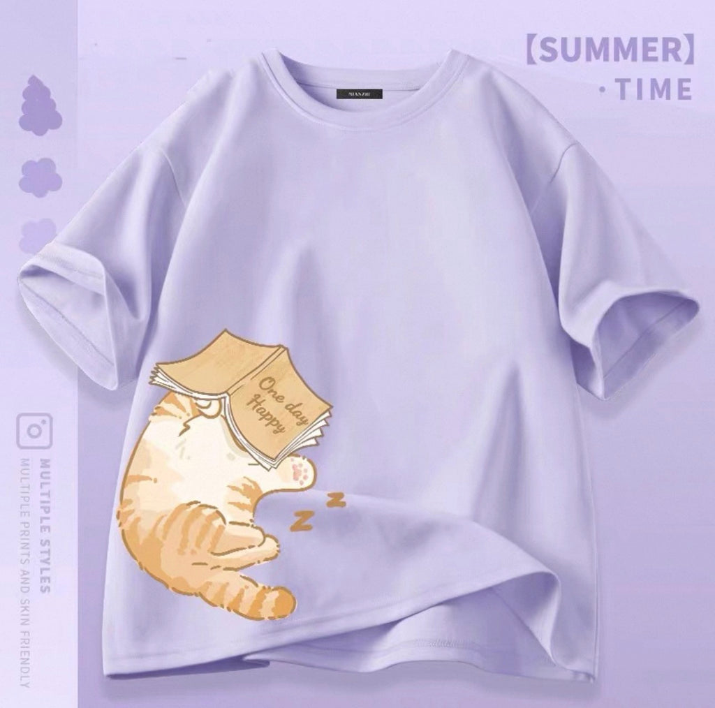 T-shirts mignons pour femmes avec motif de chat Canada | T-shirts kawaii en mélange de coton