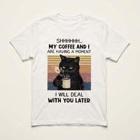 Coffee Moment Cat Graphic Tee | Funny Cat