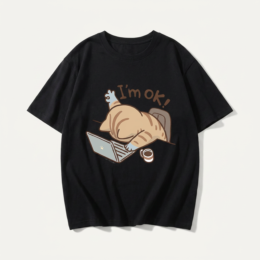 T-shirt femme chat de travail « I'm OK » | T-shirt graphique mignon Canada