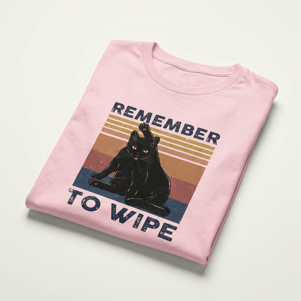 Remember to Wipe Graphic Tee | Funny Cat