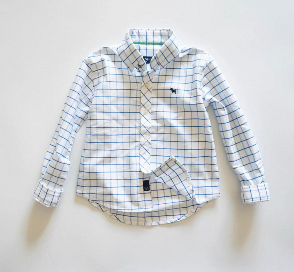 Plaid shirt with long sleeves on a light gray background