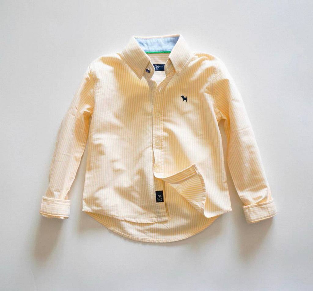 Yellow striped shirt on a light gray background