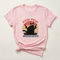 Pew Pew Deranged Cat Circle Tee | Funny Cat