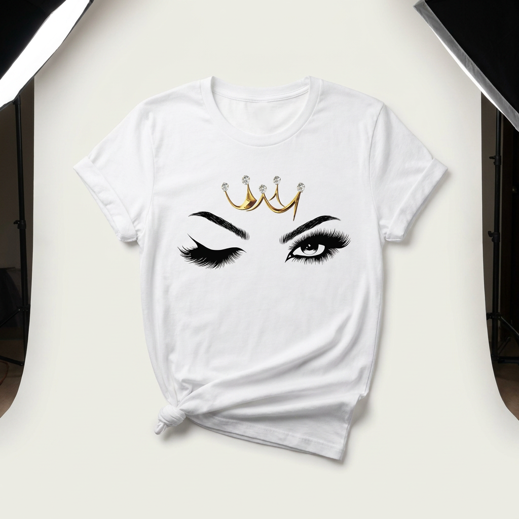 Wink with Gold Crown Graphic Tee | Lash & Beauty