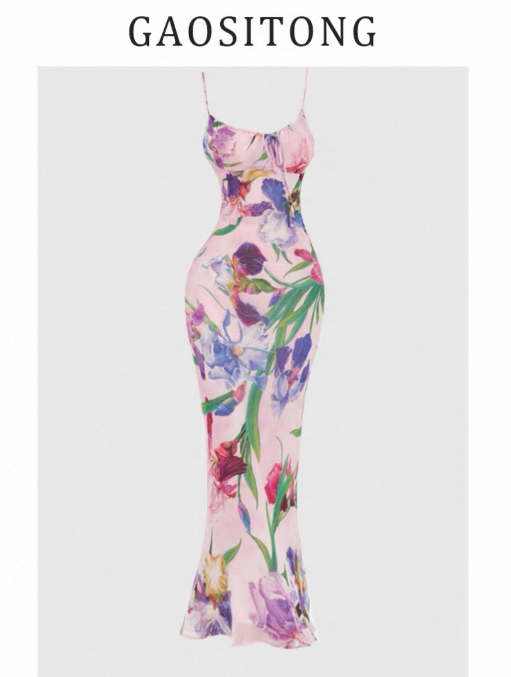 Robe longue moulante fleurie rose pour femme Canada | Parcel Theory
