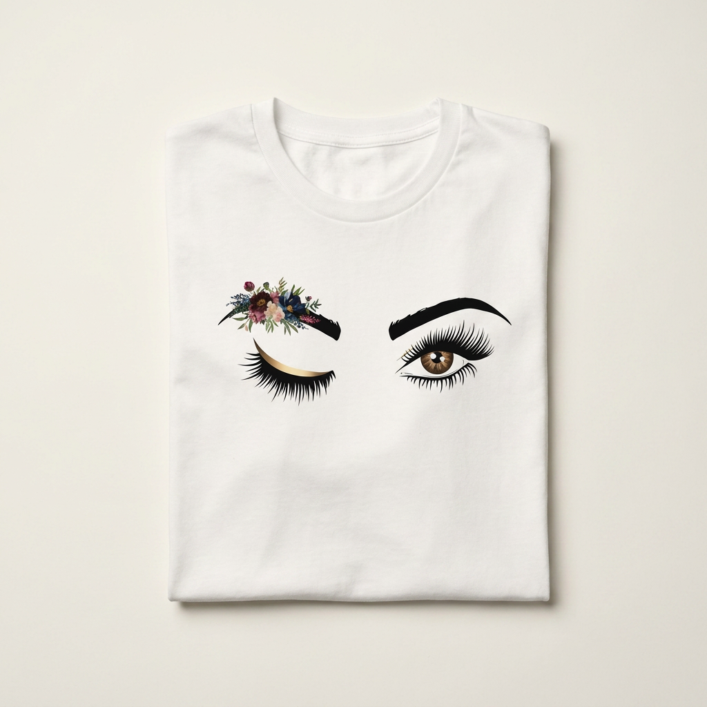 Wink with Gold Eyeliner Flowers Tee | Lash & Beauty