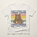 Coffee Hate People Bear Graphic Tee | Funny Cat