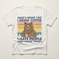 Coffee Hate People Bear Graphic Tee | Funny Cat