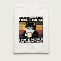 Coffee Hate People Tuxedo Cat Tee | Funny Cat