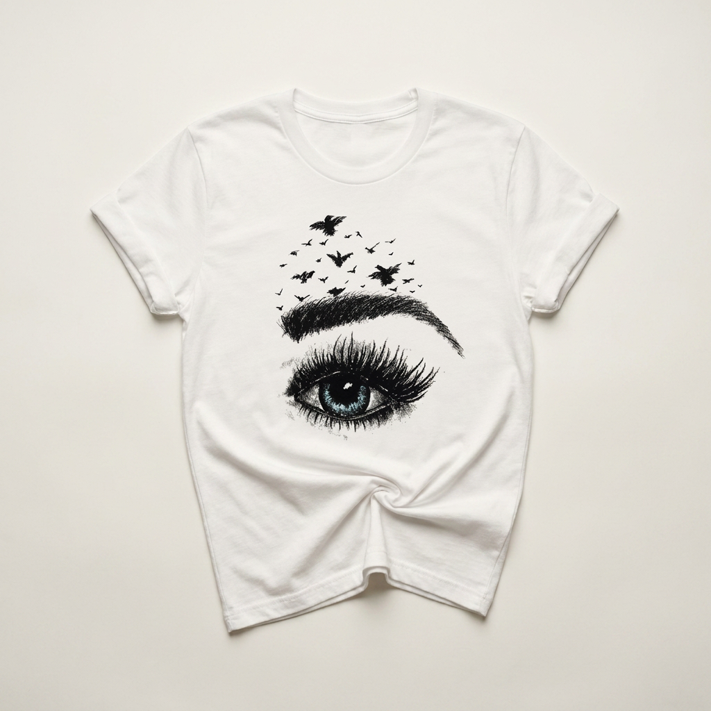 Blue Eye with Birds Graphic Tee | Lash & Beauty