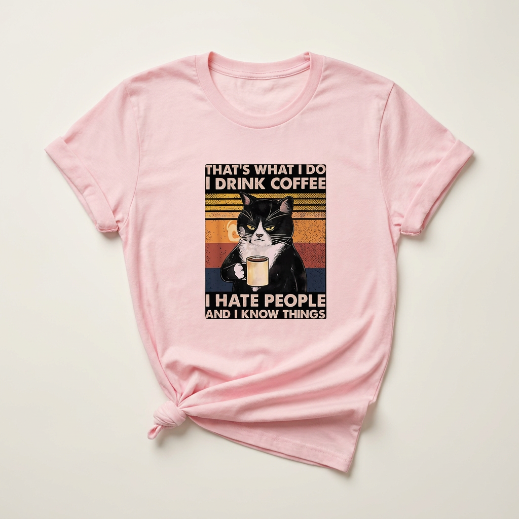 Coffee Hate People Tuxedo Cat Tee | Funny Cat