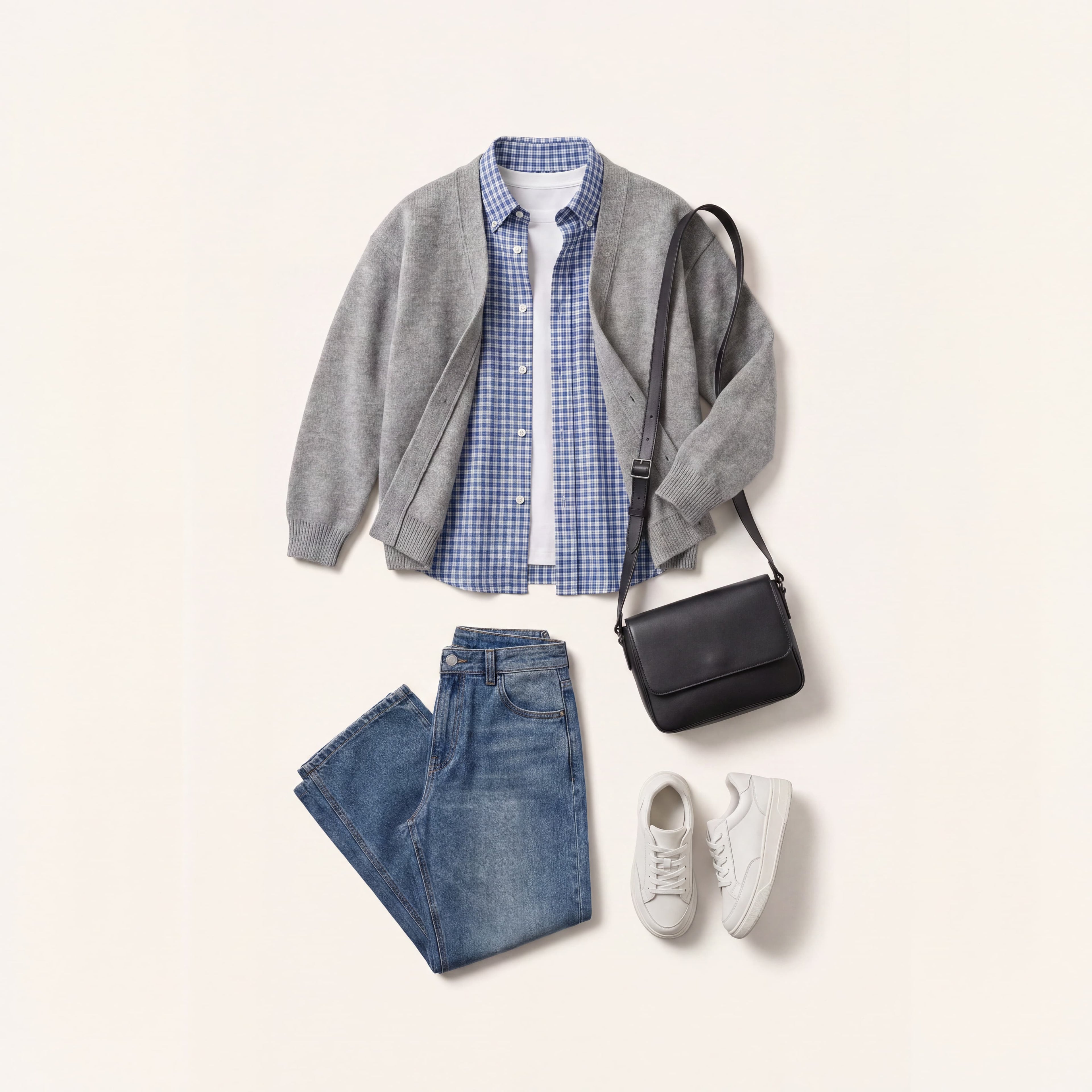 Boys Oversized Denim Jeans & Checkered Shirt Set Canada