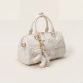 Sac Boston en cuir blanc avec pompon | Canada
