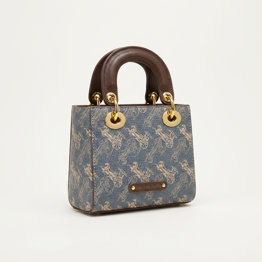 Designer Denim Carriage Pattern Mini Handbag | Canada