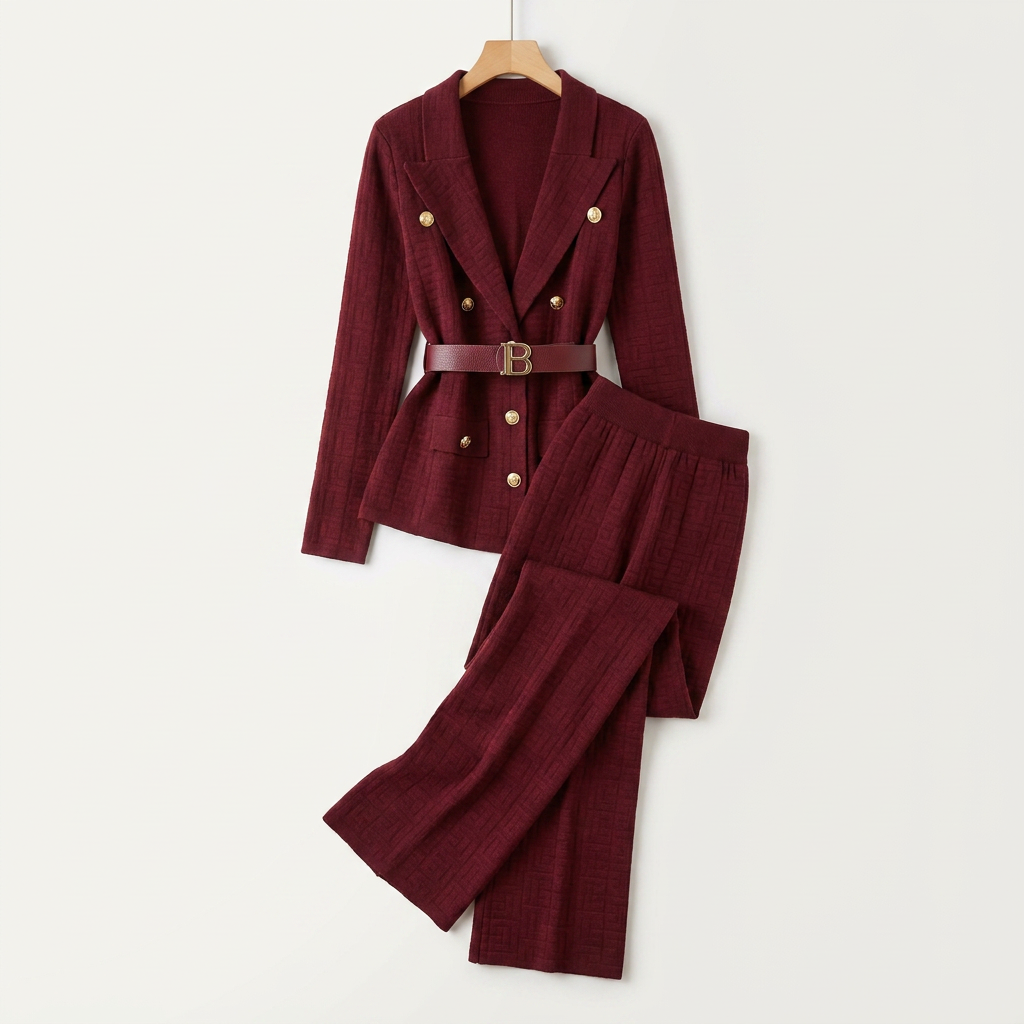 Ensemble veste en maille ceinturée et pantalon large pour femme Canada | Parcel Theory