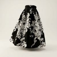 Jupe mi-longue noire à broderies florales pour femme Canada | Parcel Theory