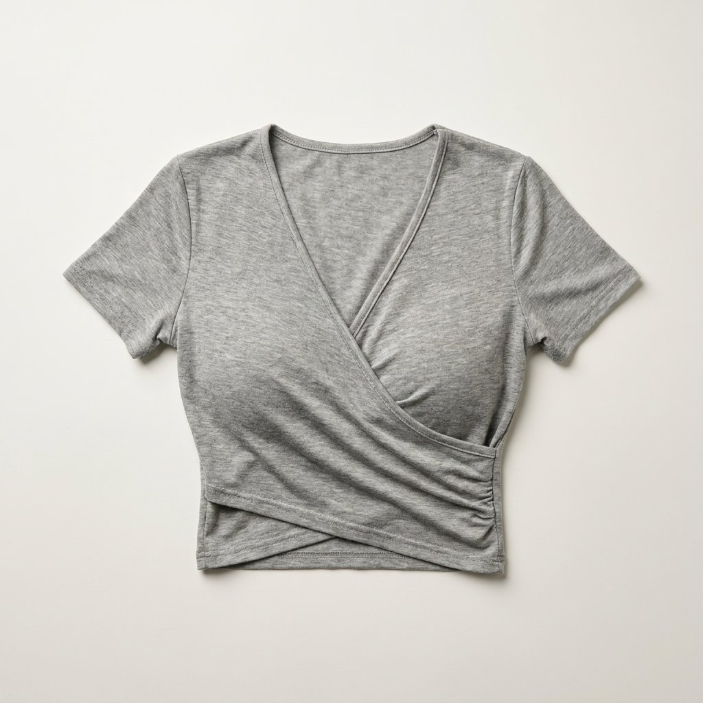 Women's Cross V-Neck Crop Top Canada | Short Sleeve Wrap T-Shirt