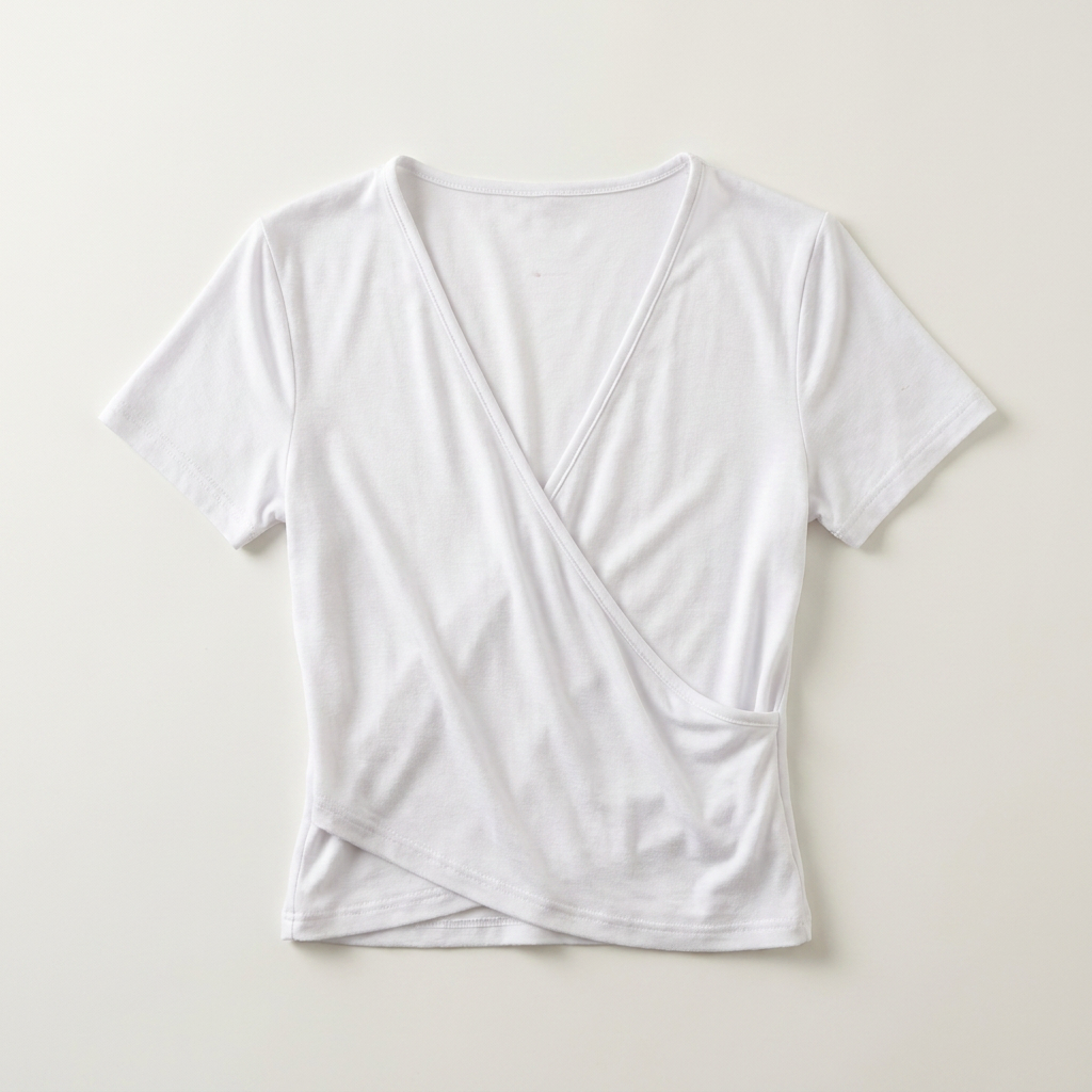 Women's Cross V-Neck Crop Top Canada | Short Sleeve Wrap T-Shirt