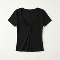 Débardeur court décolleté en V plongeant pour femme Canada | T-shirts ajustés à manches courtes