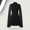 Robe fourreau noire à manches cape pour femme Canada | Parcel Theory