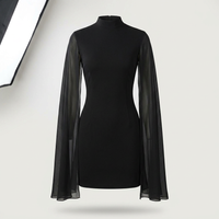 Robe fourreau noire à manches cape pour femme Canada | Parcel Theory
