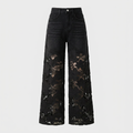 Jean Noir en Dentelle Ample Femme Canada | Denim Taille Haute