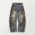 Jean large en jacquard floral pour femme Canada | Pantalon en jean rétro
