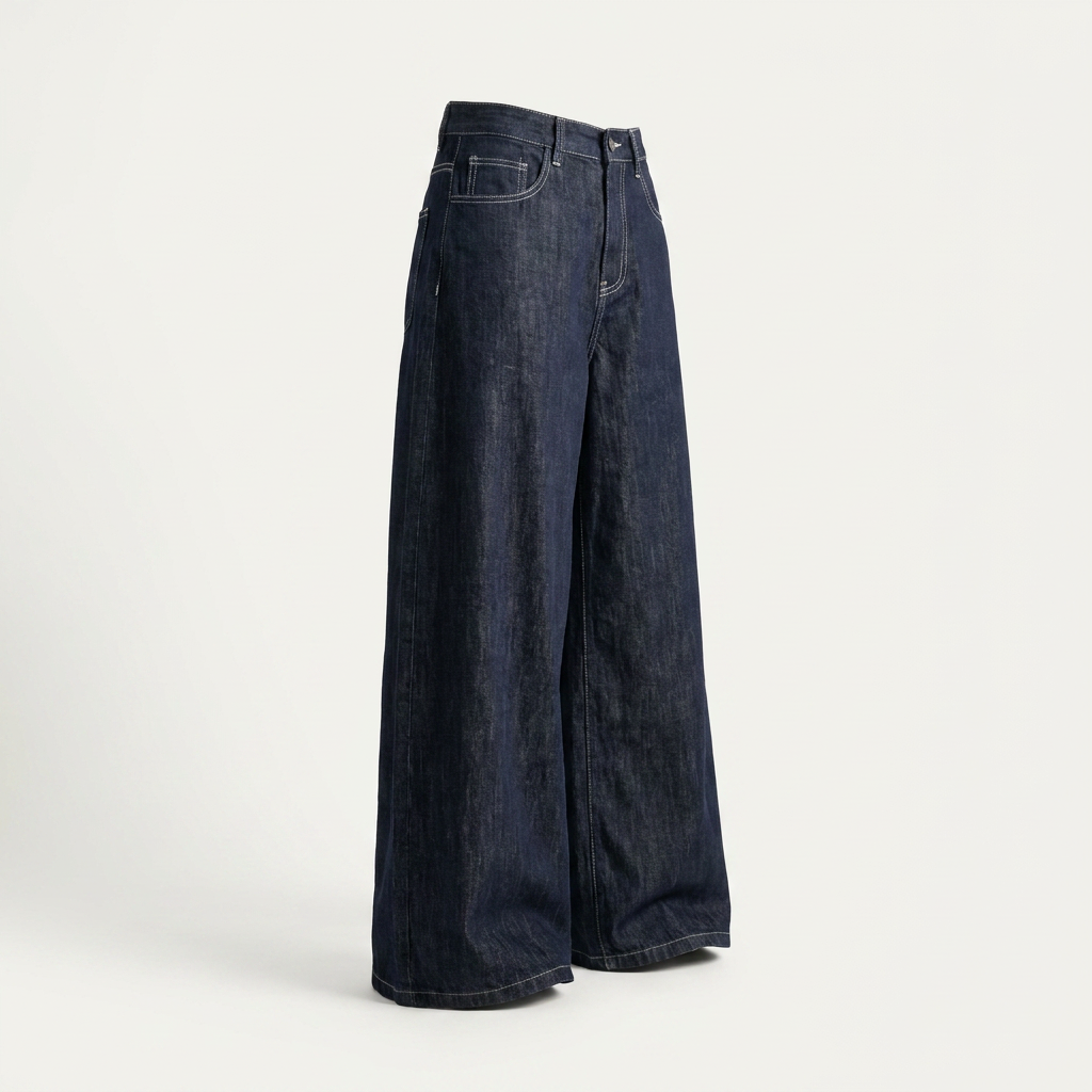 Jean large taille haute délavé foncé pour femme | Canada
