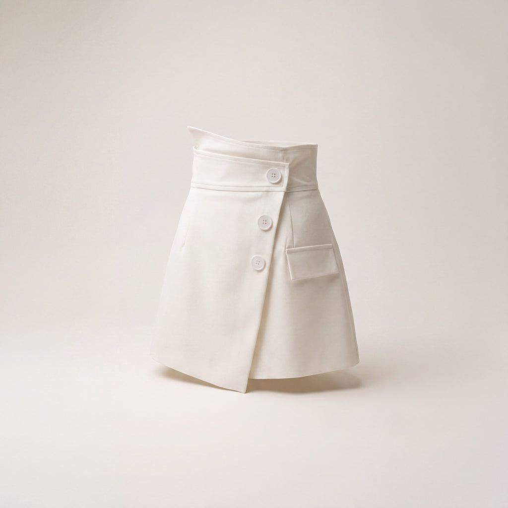 Jupe-short asymétrique boutonnée taille haute pour femme | Magasinez au Canada