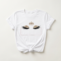 Closed Eyes Gold Lashes Crown Tee | Lash & Beauty