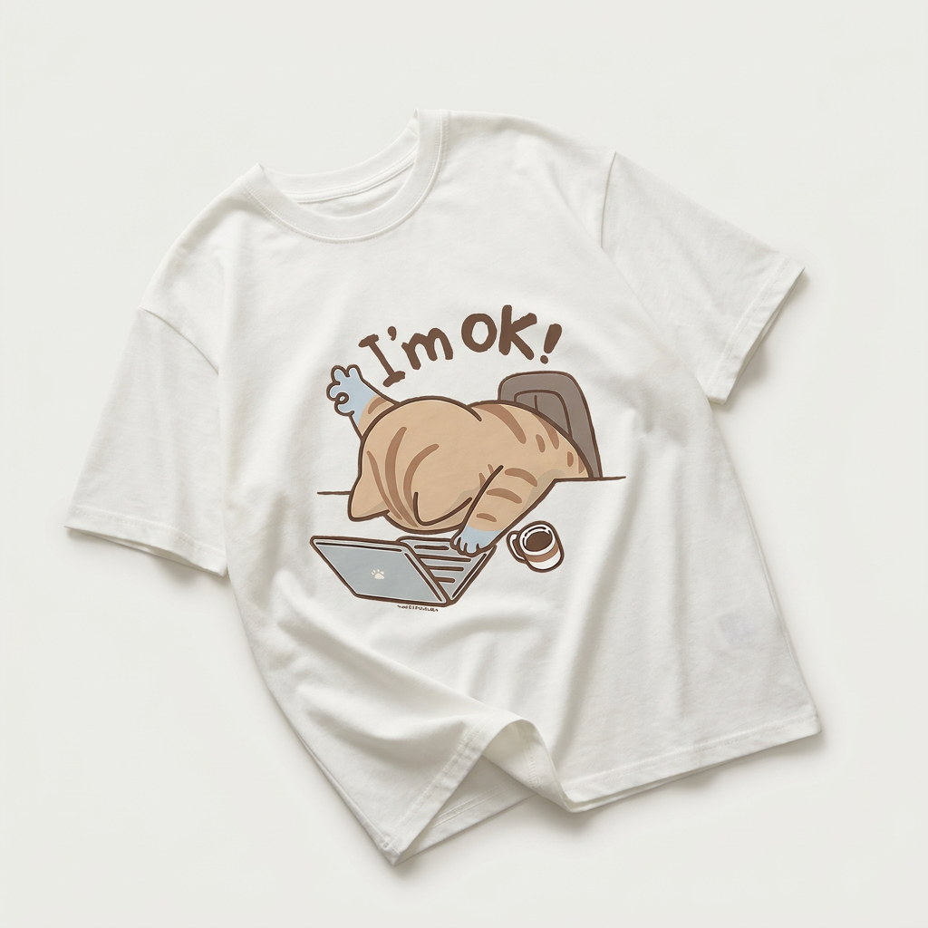 T-shirt femme chat de travail « I'm OK » | T-shirt graphique mignon Canada