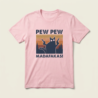 Pew Pew Deranged Cat Orange Tee | Funny Cat
