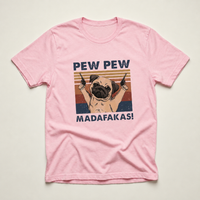 Pew Pew Pug Dog Graphic Tee | Funny Cat