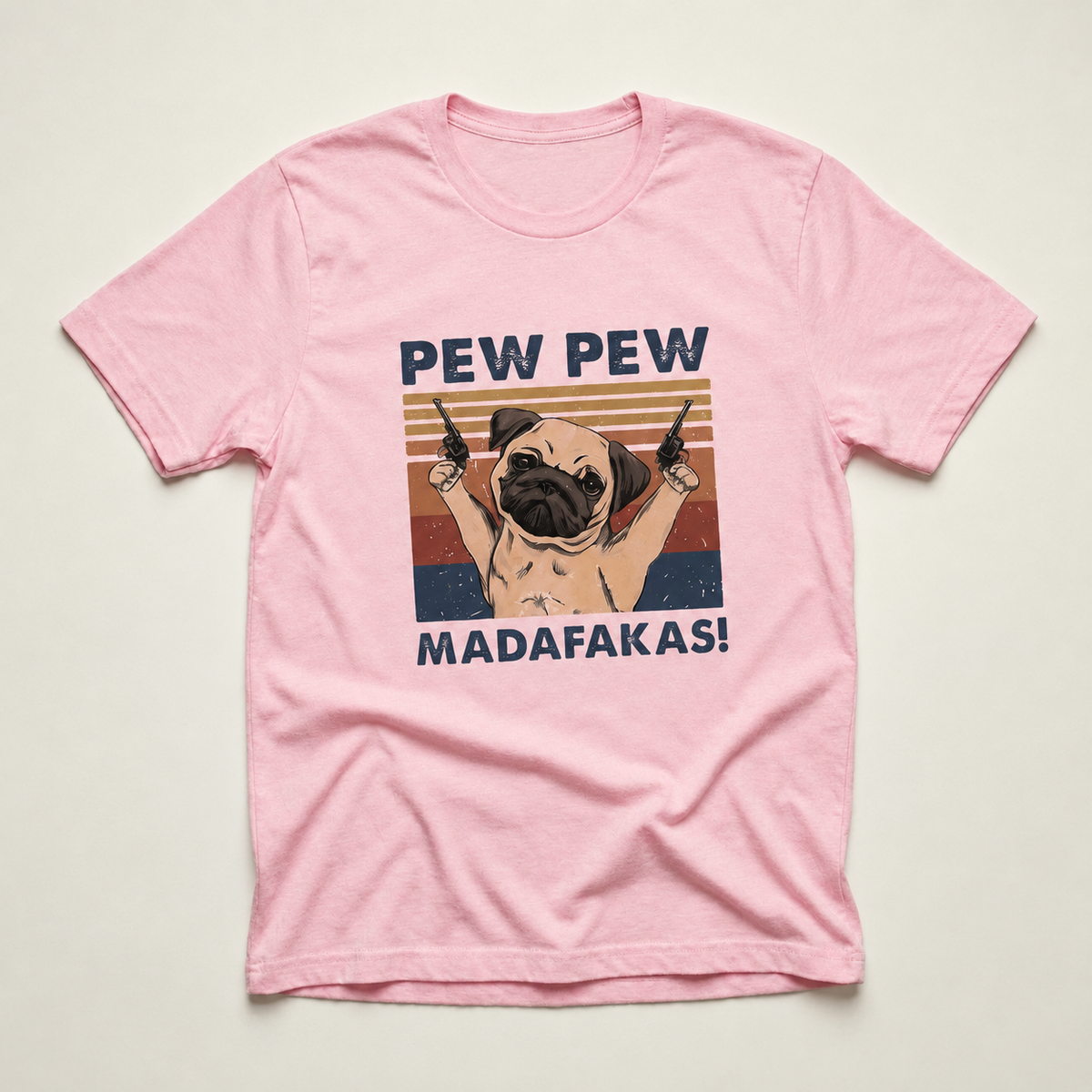 Pew Pew Pug Dog Graphic Tee | Funny Cat