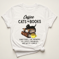 Coffee Cats Books Graphic Tee | Funny Cat