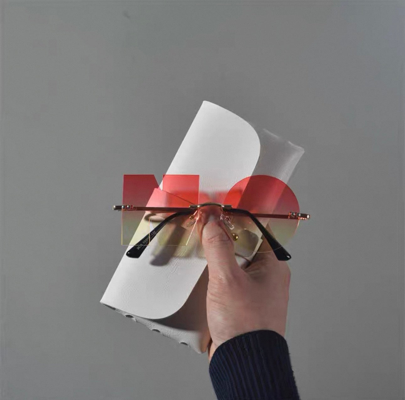 Letter Frameless Sunglasses for Men and Women, High-End Glasses - pink