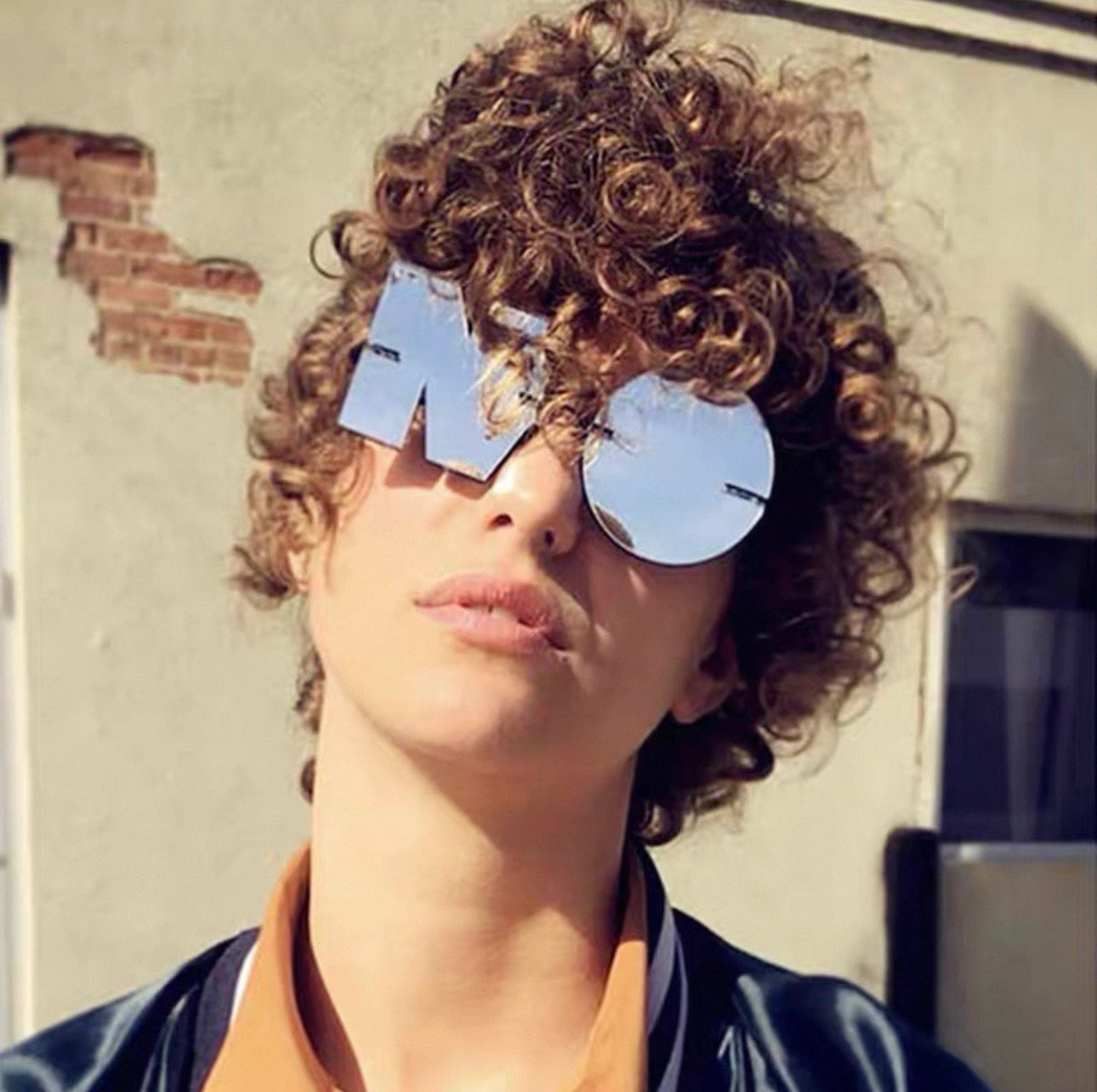 Letter Frameless Sunglasses for Men and Women, High-End Glasses - silver
