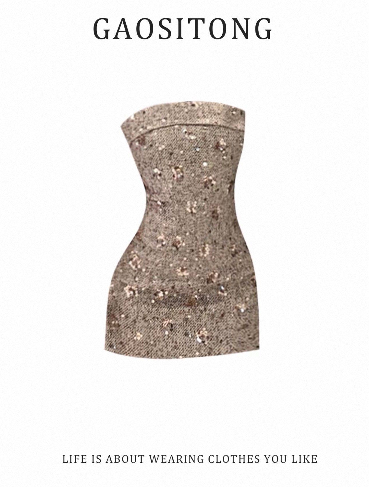 Elegant Little Strapless Dress with Sequins for Women, Slim Fit, Bodycon Dress