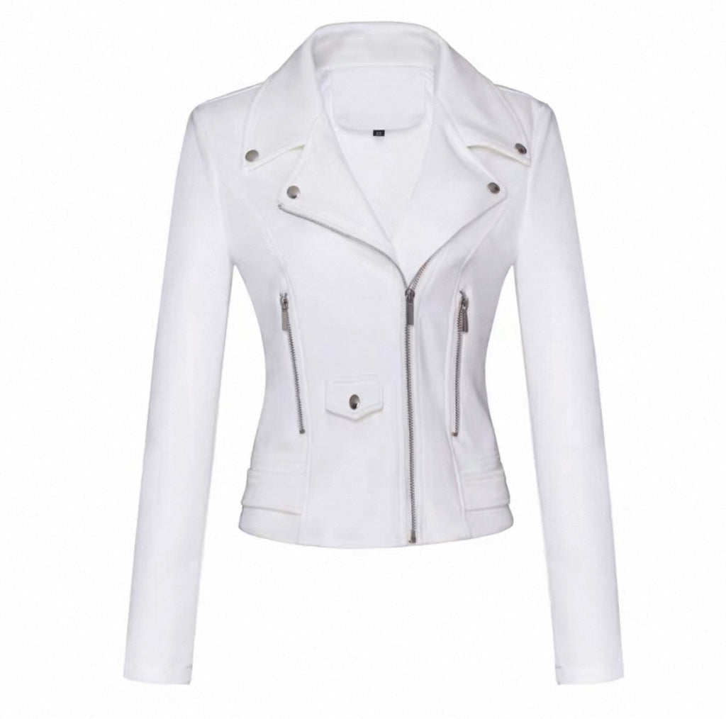 White leather jacket on a white background