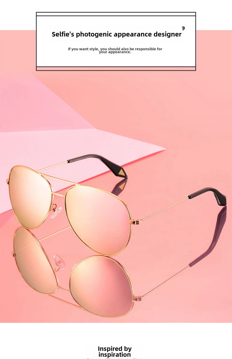 UV Protection Polarized Driving Glasses, Trendy Round Face Aviator Glasses - description